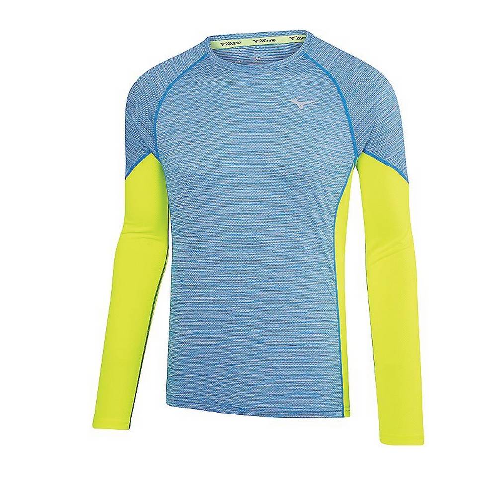 Mizuno Alpha Long Sleeve - Erkek Gömlek - Mavi/Sarı Türkiye (SHYOJL-213)